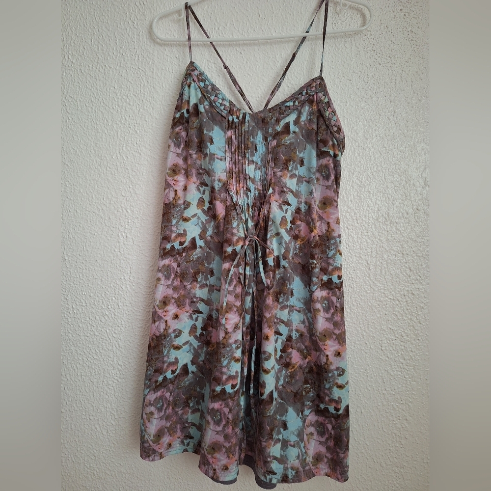 ECOTE Pink Brown Halter Midi Sundress for Resort Wear